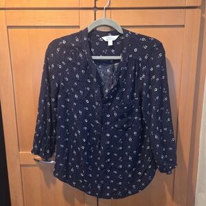 Market & Spruce Navy Floral Blouse